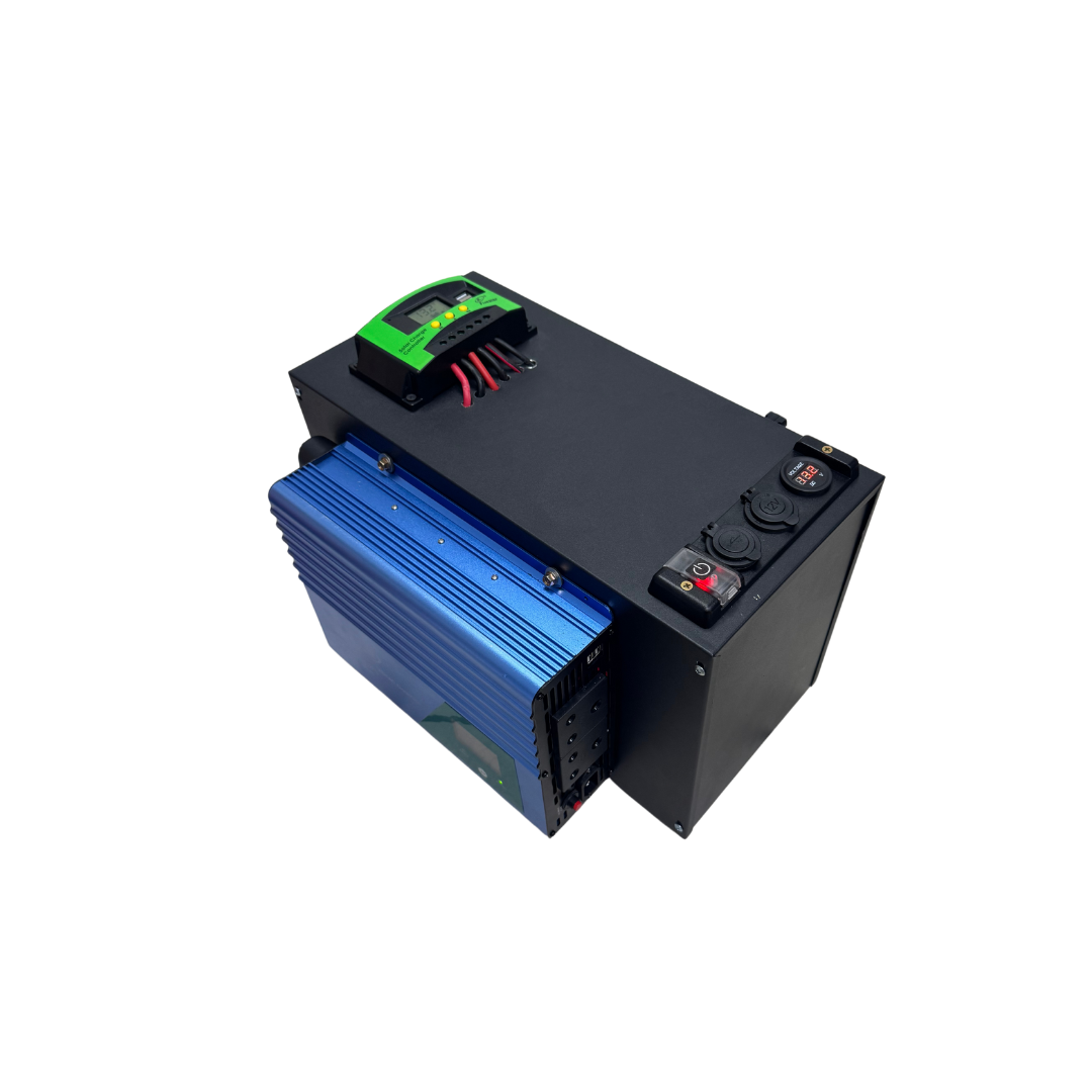 OFF-GRID Portable 100AH 12V Lithium Solar Kit with 1500W Inverter & 100W Solar Panel