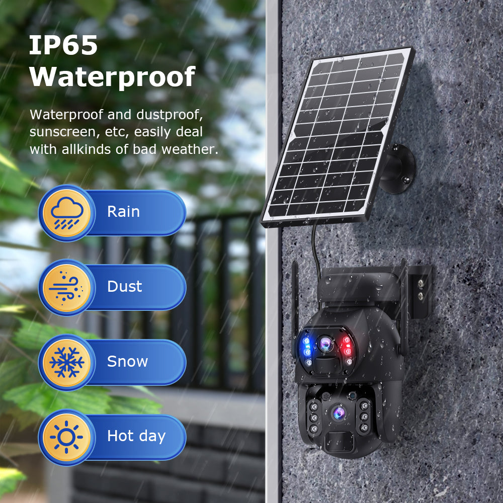Andowl F599 4K Dual Lens Solar Camera IP66