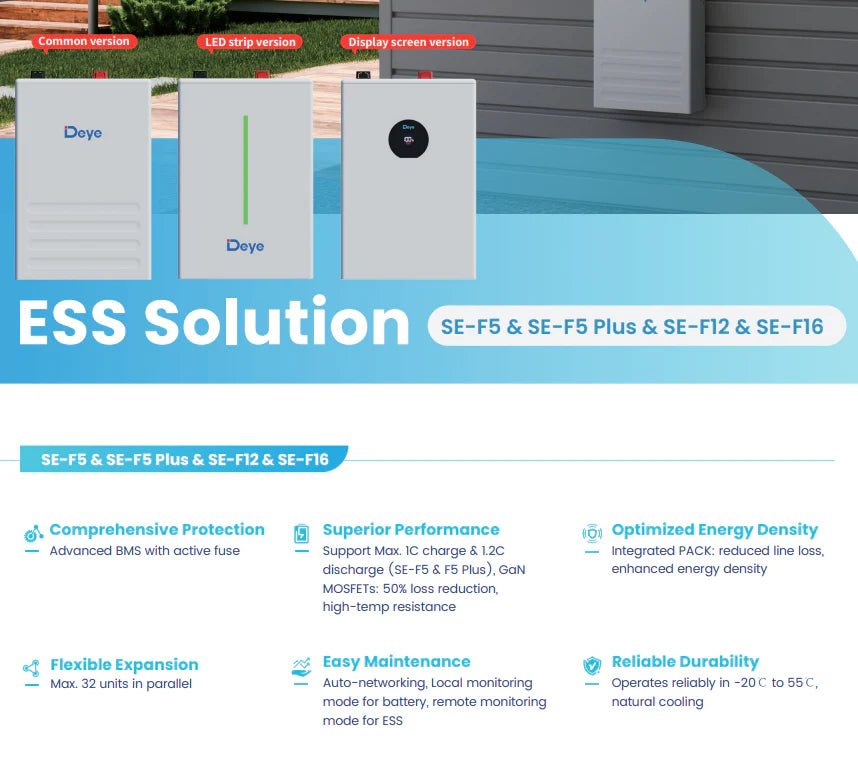 SE-F5 Plus Deye 5.12kWh 51.2V 100Ah LiFePO₄ Battery