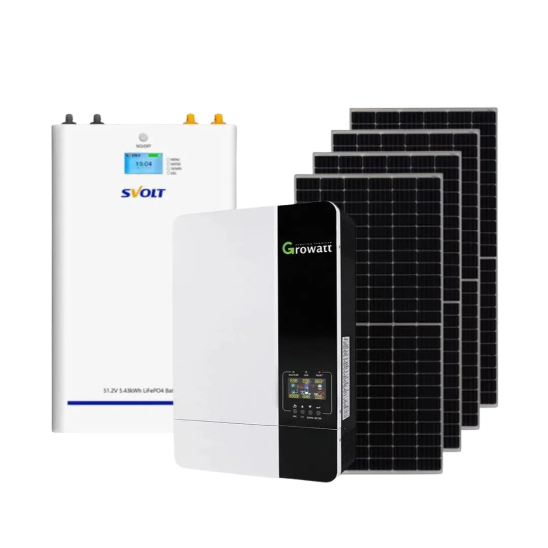 5KVA GROWATT MPPT Inverter + SVOLT 5.43kWh Lithium Battery + 4x 560W Mono Crystal Solar Panels