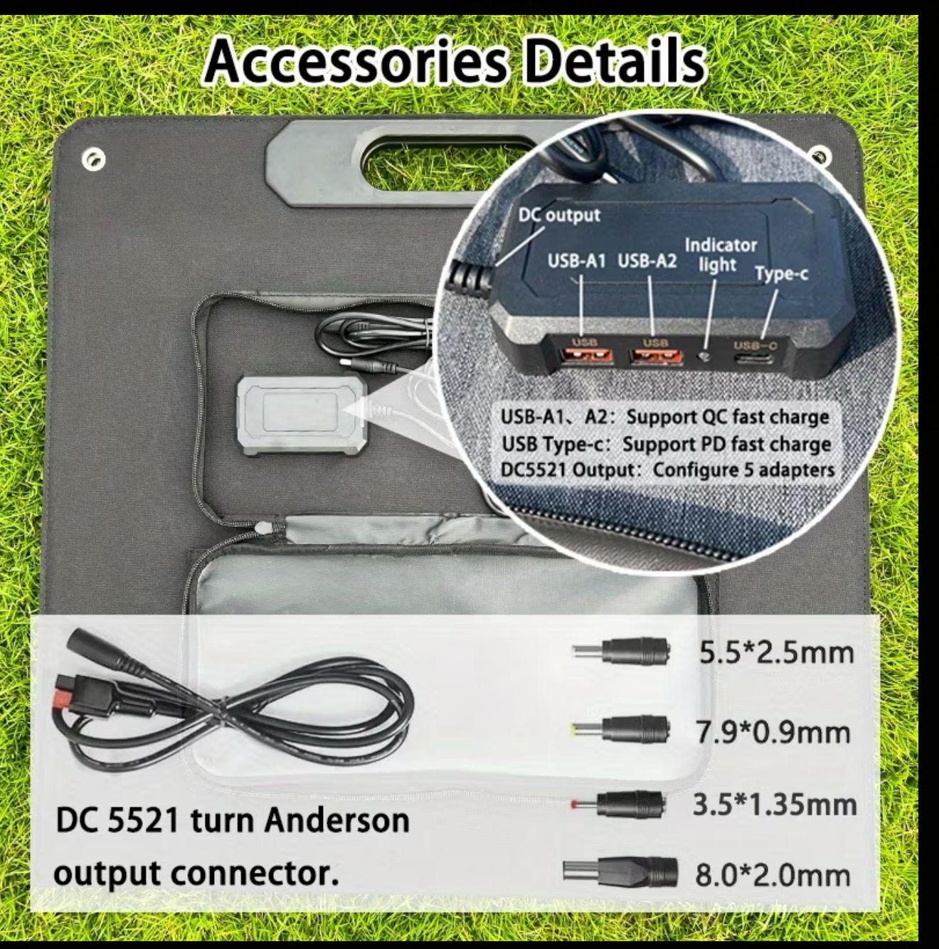 200W Foldable Solar Panel 2-Fold Portable Kit with Carry Handle