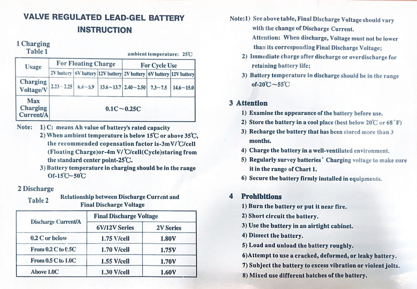GEB 12V 100AH Deep Cycle Gel Battery