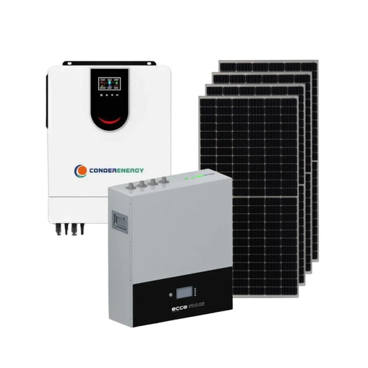 10.2KVA Conderenergy MPPT Hybrid Inverter + 1x 5.12kWh 100AH Lithium Battery + 4x 450W Solar Panels