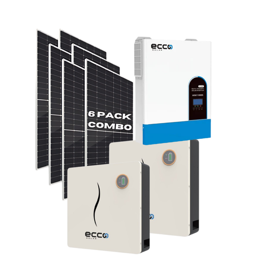 11KVA Ecco MPPT Hybrid Inverter 48V + 2x 5.12kWh Ecco Lithium Battery 100AH + 6x 555W Jinko Mono Crystal Solar Panels Off Grid Solar Combo Kit