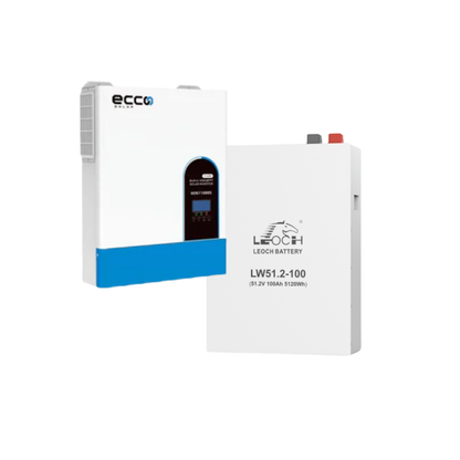 11KVA / 11000W Ecco MPPT Hybrid Inverter + 1x Leoch 5.12kWh 51.2V 100Ah Wall Mount Lithium Battery (LW51.2-100)