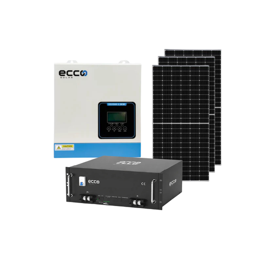 3.5KVA Ecco 24V MPPT Hybrid Inverter + 2.56kWh Ecco Lithium Battery + 3x 460W Solar Panels Combo
