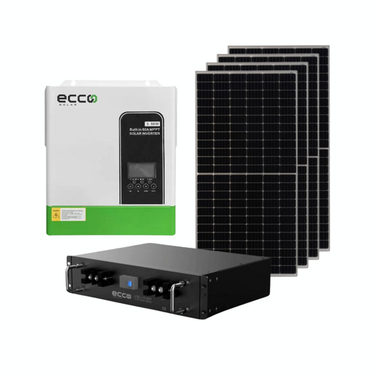 3.5KVA / 3500W ECCO Hybrid Inverter + 24V ECCO Lithium Battery 100AH + 4x 350W Solar Panels