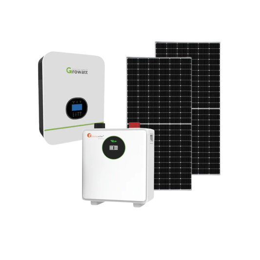 3KVA Growatt 24V Hybrid Inverter + 24V Felicity 25.6kWh Battery + 2x 460W Solar Panels Combo Kit