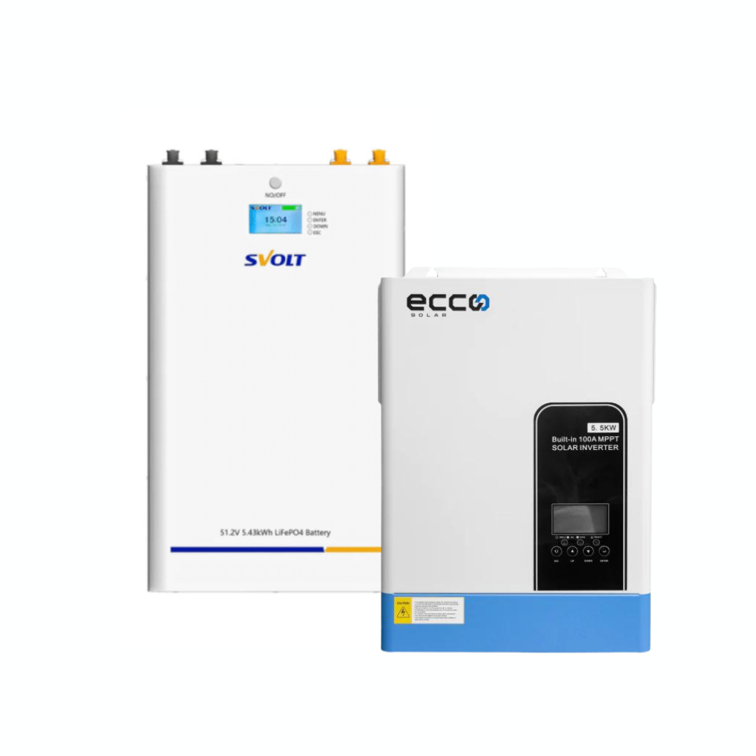 5.5KVA / 5500W Ecco Hybrid Inverter + SVOLT 5.09kWh A-Grade Lithium Battery + Wifi Dongle