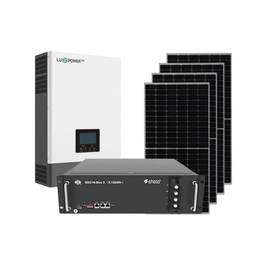 5KVA / 5000W LUXPOWER Hybrid Inverter + 5.12kWh SHOTO Lithium Battery + 4x 425W CANADIAN Solar Panels Combo
