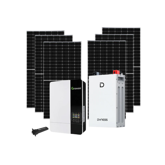 5KVA Growatt Hybrid Inverter 48V MPPT + Dyness DL5.0F 5.12kWh LiFePO₄ Lithium Battery + 6x 460W Tier 1 Bi-Facial Solar Panel Combo Kit