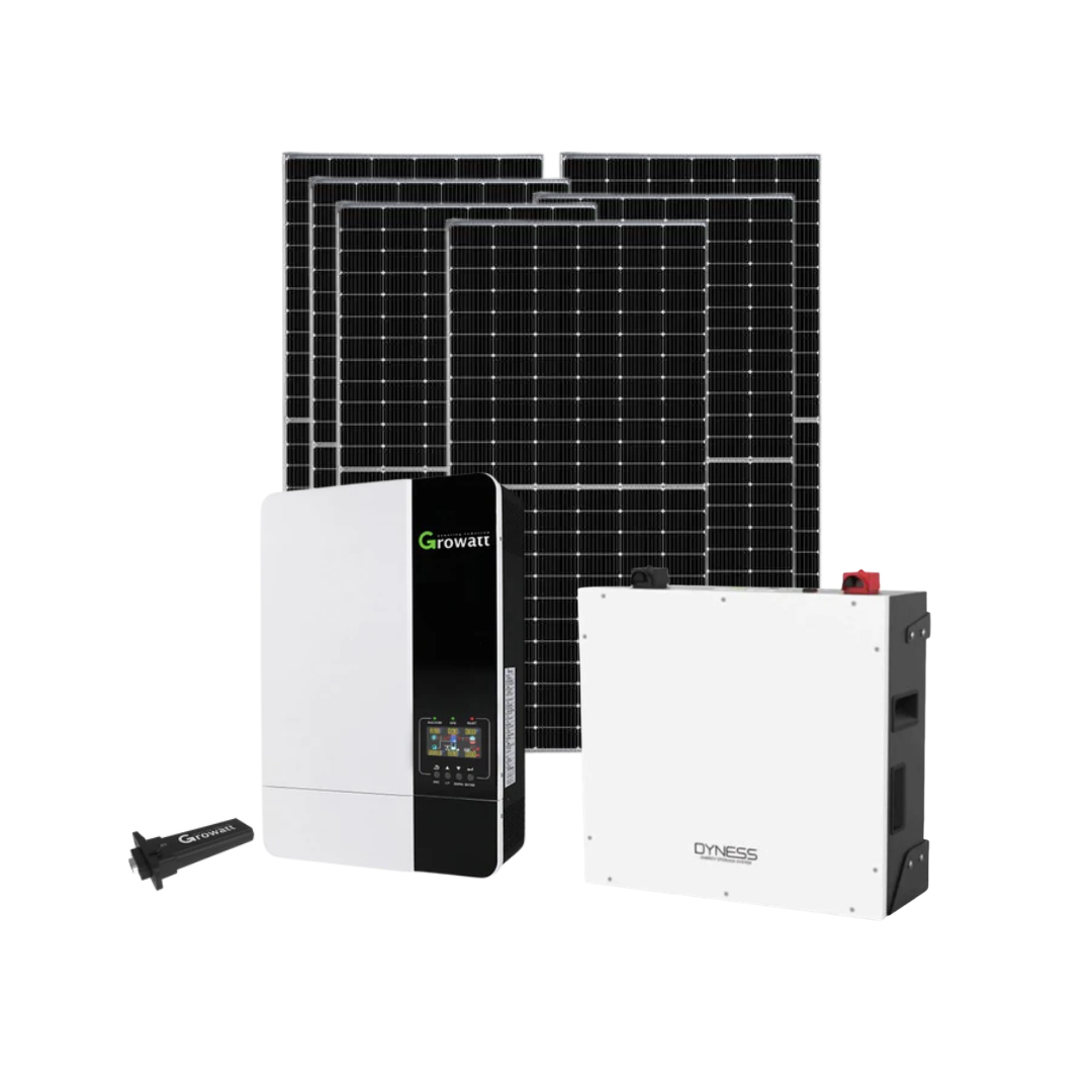 5KVA Growatt Hybrid Inverter 48V MPPT + 5.12kWh Dyness Lithium Battery + 6x 460W Tier 1 Solar Panel Combo Kit