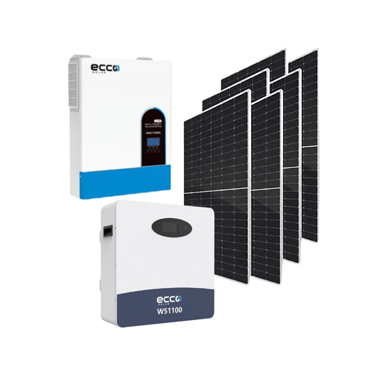 6.2KVA/6200W Ecco MPPT Hybrid Inverter + 1 x 5.12kWh 100AH Battery + 6x560W Megatron Tier 1 Solar Panel (HZS-560W)