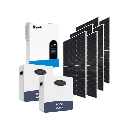 6.2KVA/6200W Ecco MPPT Hybrid inverter + 2 X 5.12 KWH 100AH Lithium Batteries + 6x 560W MEGATRON Tier 1 Solar Panel (HZS-560W)