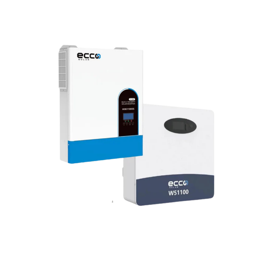 6.2KVA / 6200W Ecco Hybrid Inverter 120A MPPT + 5.12kWh 51.2V ECCO Lithium Battery