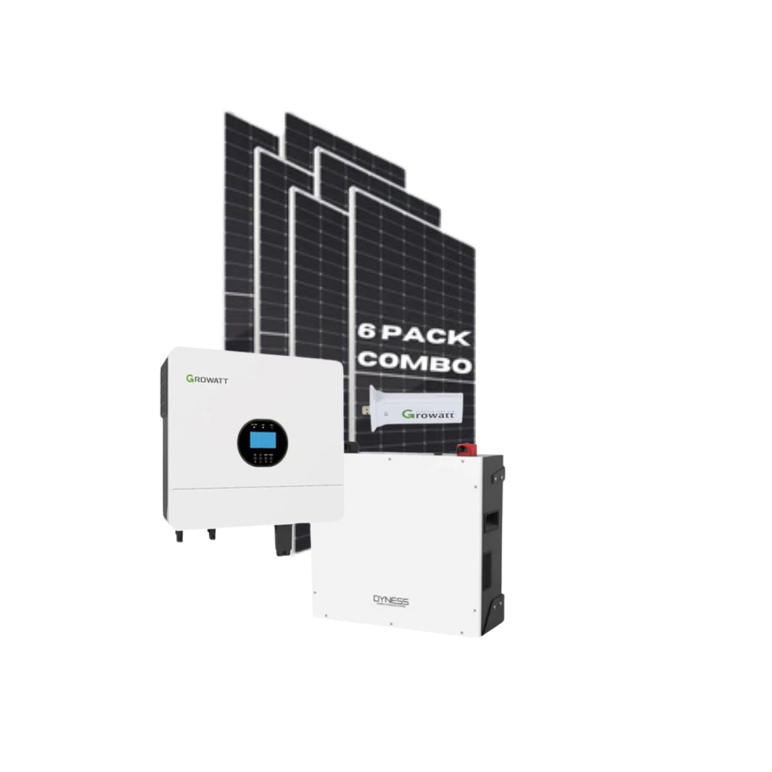 6KW MPPT 100A Growatt Hybrid Inverter + 5.12kWh Dyness Lithium Battery + 6x 545W Tier 1 Solar Combo Kit