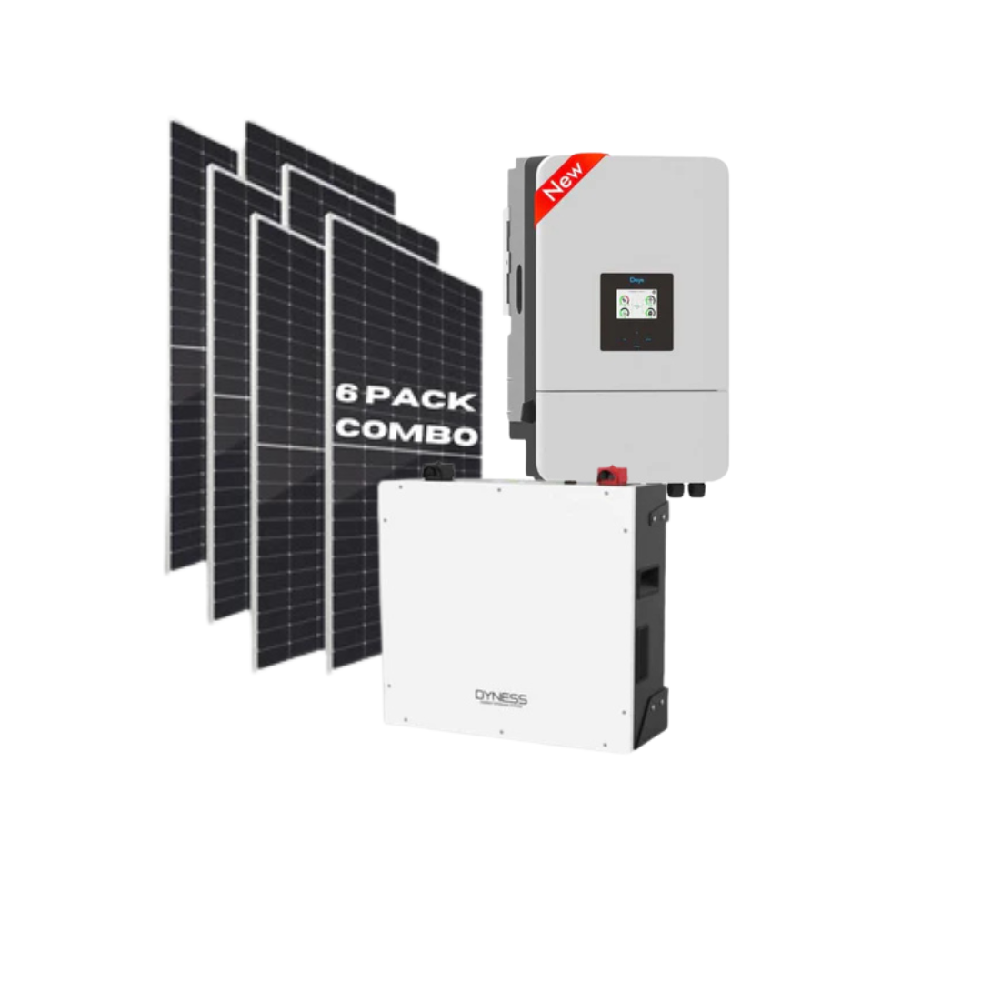 8KVA Deye Hybrid Inverter + 1x Dyness 5.12kWh Lithium Batteries + 6x 560W Tier 1 Solar Panel Back Up Combo