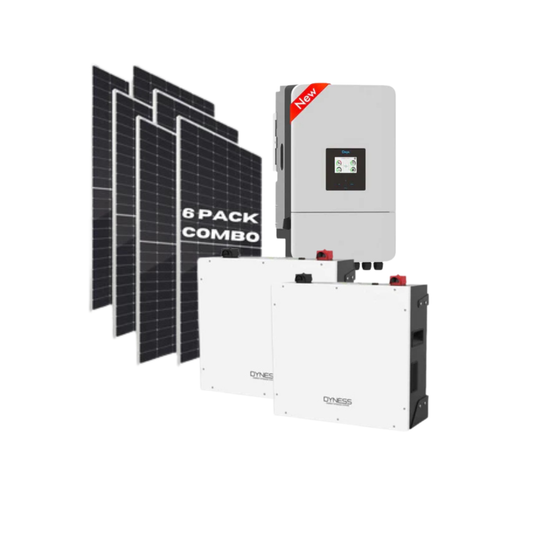 8KVA Deye Hybrid Inverter + 2x Dyness 5.12kWh Lithium Batteries + 6x 560W Tier 1 Solar Panel Combo