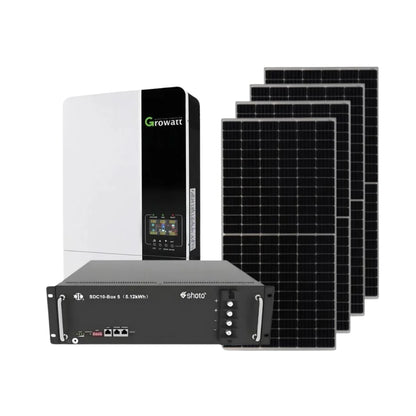 5KVA / 5000W GROWATT Hybrid Inverter+ 5.12kWh SHOTO Lithium Battery + 4x 545W Canadian Tier 1 Mono Crystal Solar Panels