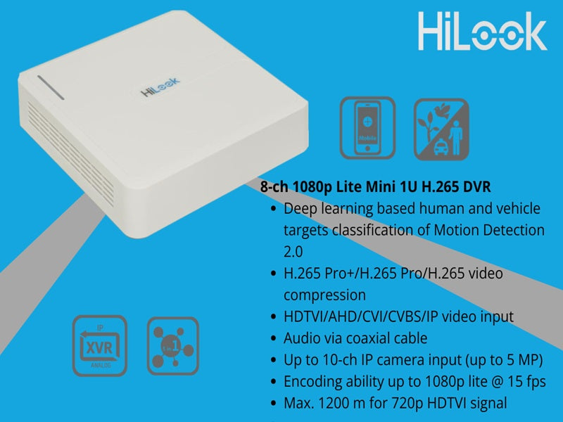 Hilook 8-Channel 1080P CCTV Kit – ColorVu Cameras, H.265 DVR, RG59 Cabling