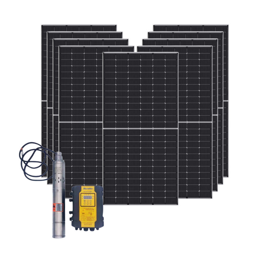HZ Solar AC/DC Submersible Pump 100m + 9x Jinko 555W Tier 1 Solar Panels – 16m³/h / 100m Head / Off-Grid Water Solution