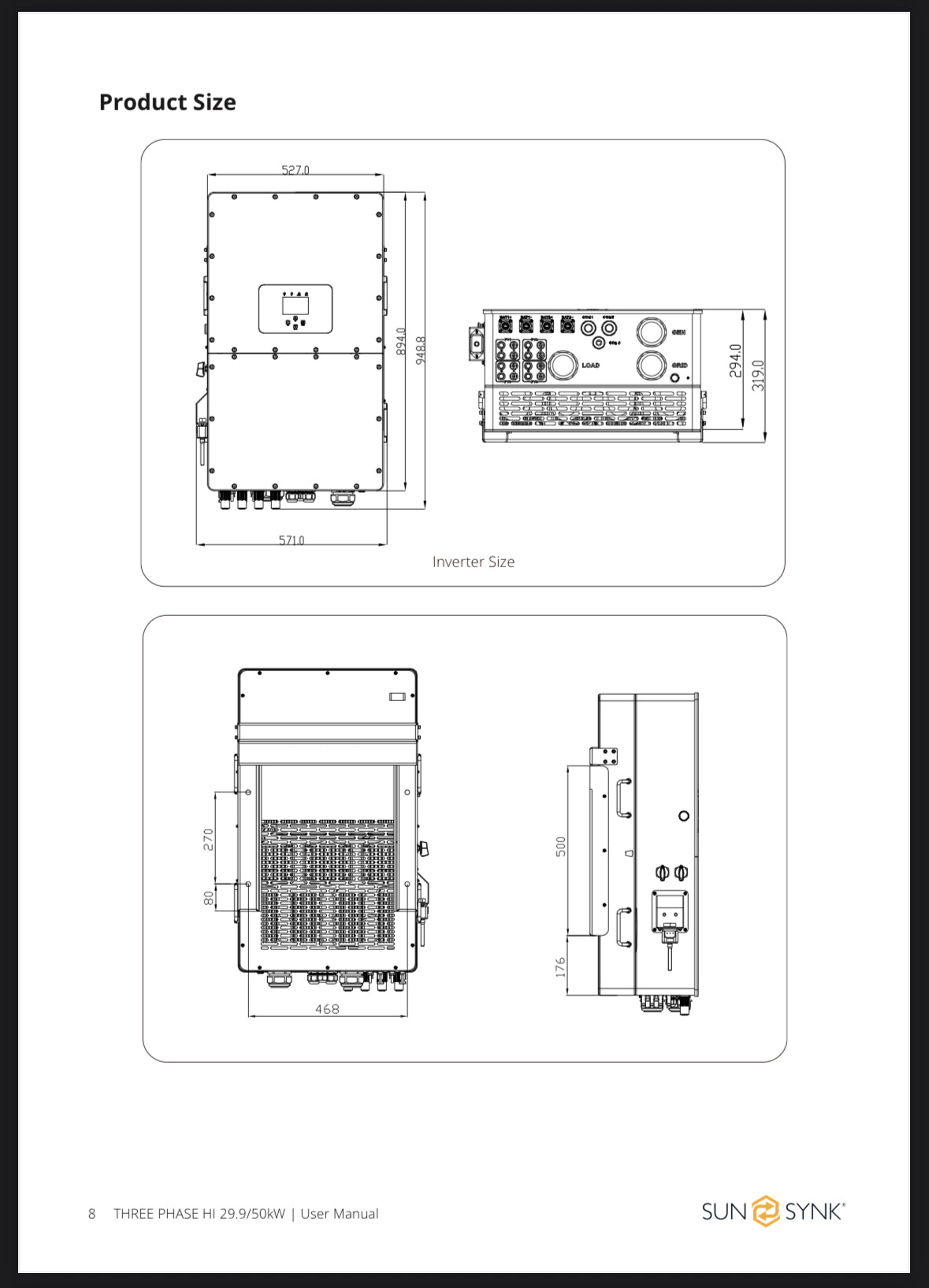 50KVA Sunsynk 3Phase High Voltage Hybrid PV Inverter C/W Wifi Dongle IP65