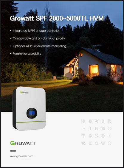 3KVA / 3000W GROWATT 24V MPPT Hybrid Inverter Pure Sine Wave + WIFI