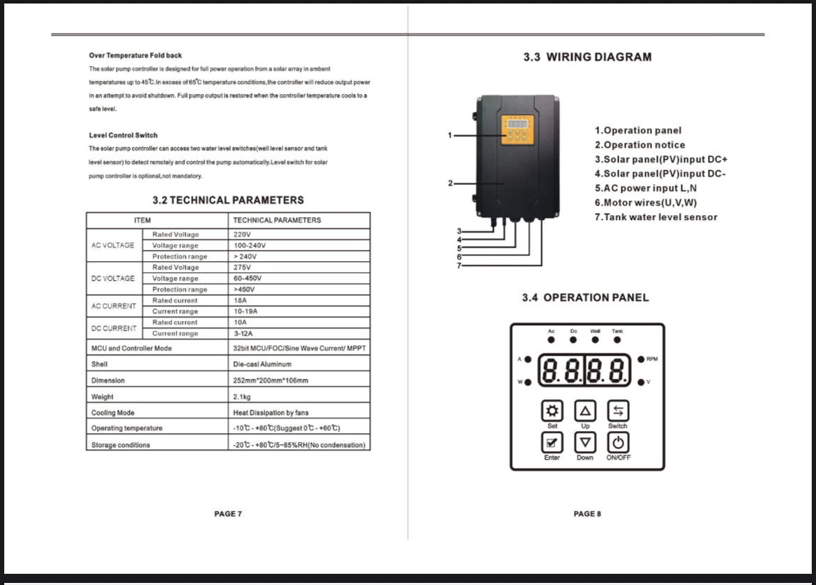 HZ Solar AC/DC Submersible Pump 220m + 6x 460W Solar Panels – 6.8m³/h / 220m Head / Off-Grid Water Solution