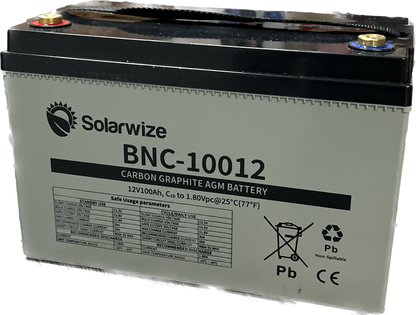 12V 100AH Solarwize AGM Carbon Graphite Battery (18 Month Warranty)
