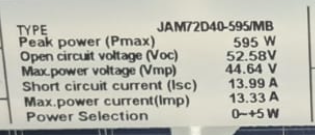 595W JA Mono Crystalline Solar Panel (JAM72D40-595/MB)