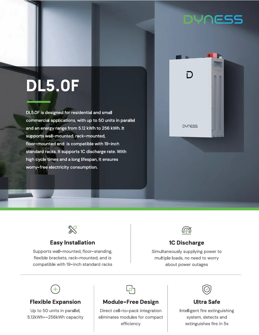 Dyness DL5.0F 5.12kWh LiFePO₄ Lithium Battery