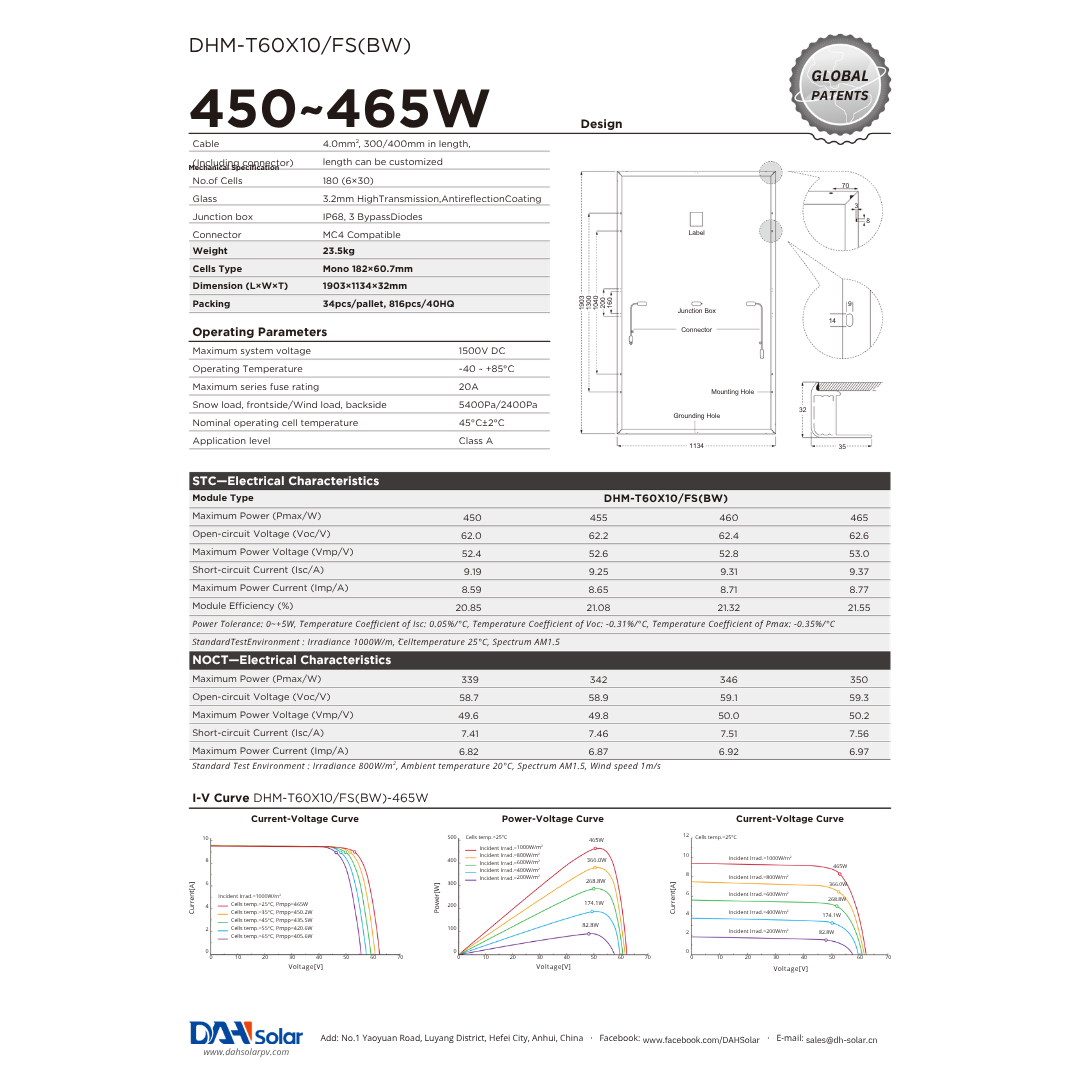 455W DAH Tier 1 Mono Perc Solar Panels (Black Frame)