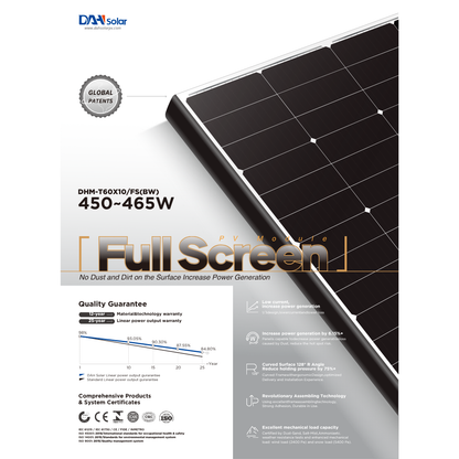 455W DAH Tier 1 Mono Perc Solar Panels (Black Frame)