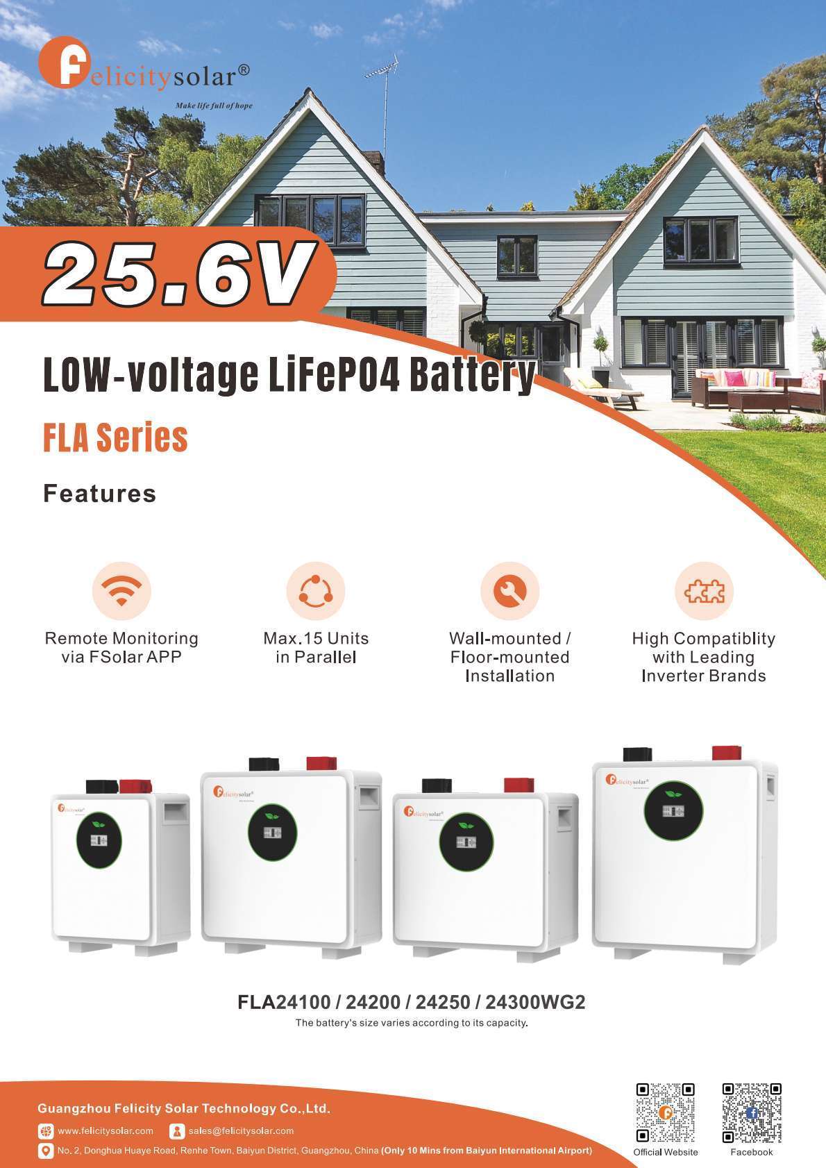 2.56kWh Felicity 100AH LiFePO₄ 25.6V (Low-Voltage) Battery Pack