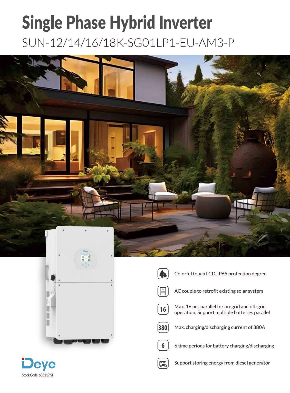18KW Deye 48V Low Voltage Single-Phase Hybrid Inverter (SUN-18K-SG01LP1-EU-AM3-P )
